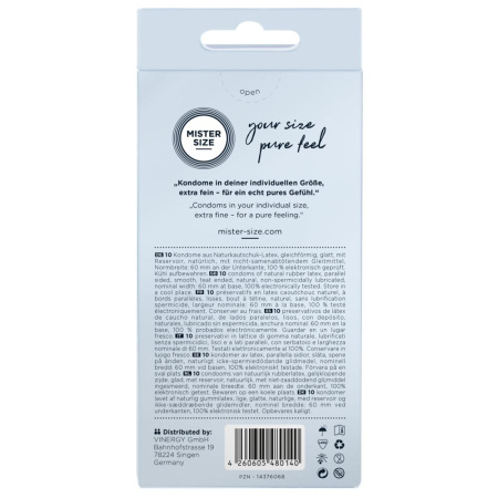 Презервативы Mister Size - pure feel - 60 (10 condoms), толщина 0,05 мм || Презервативи Mister Size - pure feel - 60 (10 condoms), товщина 0,05 мм