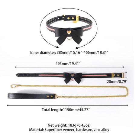 Поводок LOCKINK SEVANDA Love Heart Butterfly Leather Collar Set - Black || Повідець LOCKINK SEVANDA Love Heart Butterfly Leather Collar Set - Black