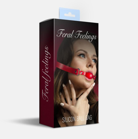 Кляп силиконовый Feral Feelings Silicon Ball Gag Red/Red, красный ремень, красный шарик || Кляп силіконовий Feral Feelings Silicon Ball Gag Red/Red, червоний ремінець, червона кулька