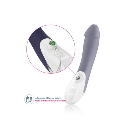 Мощный вибратор Mystim Terrific Truman Blue с двумя моторами и выраженной головкой || Потужний вібратор Mystim Terrific Truman Blue з двома моторами і вираженою головкою