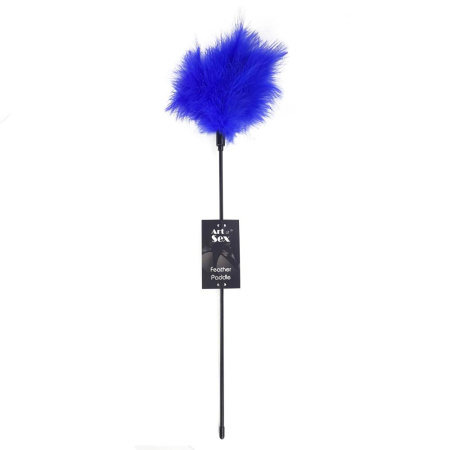 Щекоталка с пером индюка Art of Sex – Feather Paddle, синяя || Лоскітка з пером індика Art of Sex – Feather Paddle, синя