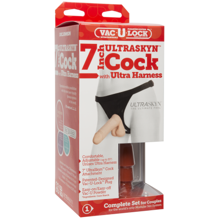 Трусики со страпоном Doc Johnson Vac-U-Lock 7 Inch ULTRASKYN Ultra Harness, диаметр 4,3см || Трусики зі страпоном Doc Johnson Vac-U-Lock 7 Inch ULTRASKYN Ultra Harness, діаметр 4,3 см