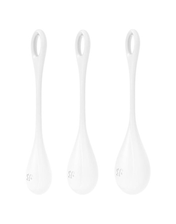 Набор йони бусин Satisfyer Yoni Power 1 White, диаметр 2-2,5-3см, вес 22-46-74гр || Набір йоні намистин Satisfyer Yoni Power 1 White, діаметр 2-2,5-3см, вага 22-46-74гр
