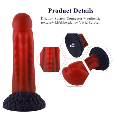Силиконовый дилдо Hismith 8.35" Curved Silicone Dildo Red Monster Series || Силіконовий дилдо Hismith 8.35" Curved Silicone Dildo Red Monster Series
