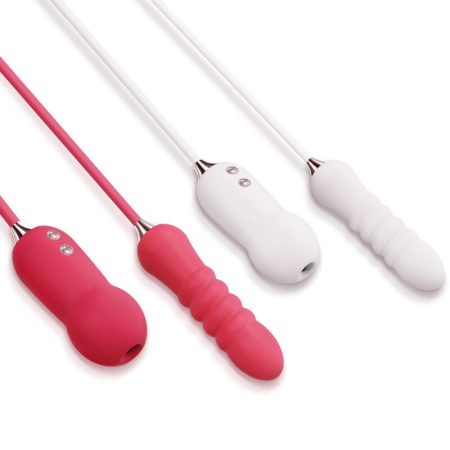 Пульсатор с вакуумным стимулятором KISTOY Cathy Red на гибкой сцепке || Пульсатор з вакуумним стимулятором KISTOY Cathy Red на гнучкому з'єднанні