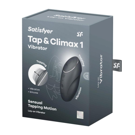 Вибростимулятор-пульсатор Satisfyer Tap & Climax 1 Grey, эффект постукивания пальцем, 2 мотора || Вібростимулятор-пульсатор Satisfyer Tap & Climax 1 Grey, ефект постукування пальцем, 2 мотори