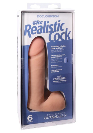 Фаллоимитатор Doc Johnson The Realistic Cock 6 inch White - ULTRASKYN, Vack-U-Lock, диаметр 4,3см || Фалоімітатор Doc Johnson The Realistic Cock 6 inch White – ULTRASKYN, Vack-U-Lock, діаметр 4,3 см