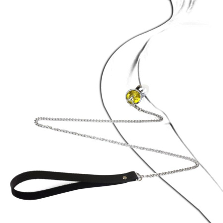 Металлическая анальная пробка Art of Sex Metal Anal Plug with Leash size M с поводком || Металева анальна пробка Art of Sex Metal Anal Plug with Leash size M з повідцем