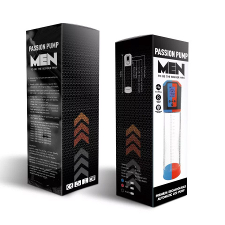 Автоматическая вакуумная помпа Men Powerup Passion Pump Red, LED-табло, перезаряжаемая, 8 режимов || Автоматична вакуумна помпа Men Powerup Passion Pump Red, LED-табло, перезаряджувана, 8 режимів