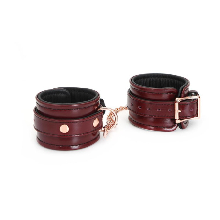 Кожаные наручники Liebe Seele Wine Red Wrist Cuffs, съемная цепочка-крепление || Шкіряні наручники Liebe Seele Wine Red Wrist Cuffs, знімний ланцюжок-кріплення