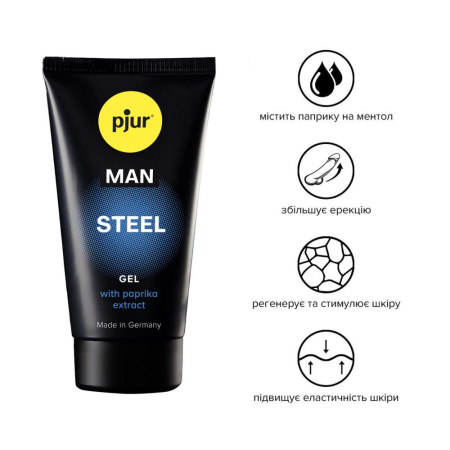Гель для пениса стимулирующий pjur MAN Steel Gel 50 ml с экстрактом паприки и ментолом || Гель для пеніса стимулювальний pjur MAN Steel Gel 50 ml з екстрактом паприки та ментолом