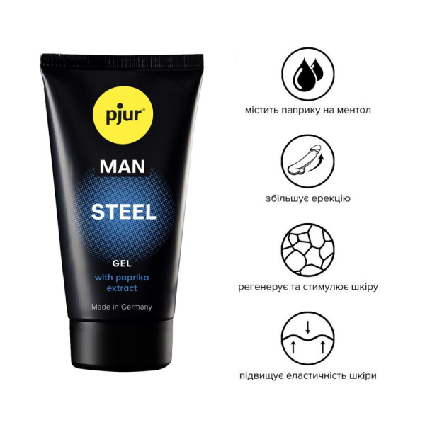 Гель для пениса стимулирующий pjur MAN Steel Gel 50 ml с экстрактом паприки и ментолом