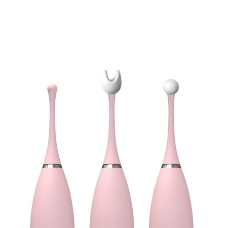 Клиторальный вибратор KISTOY C-King Pink, с двумя доп. насадками, мощная точечная стимуляция || Кліторальний вібратор KISTOY C-King Pink, з двома дод. насадками, потужна прицільна стимуляція