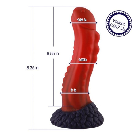 Силиконовый дилдо Hismith 8.35" Curved Silicone Dildo Red Monster Series || Силіконовий дилдо Hismith 8.35" Curved Silicone Dildo Red Monster Series