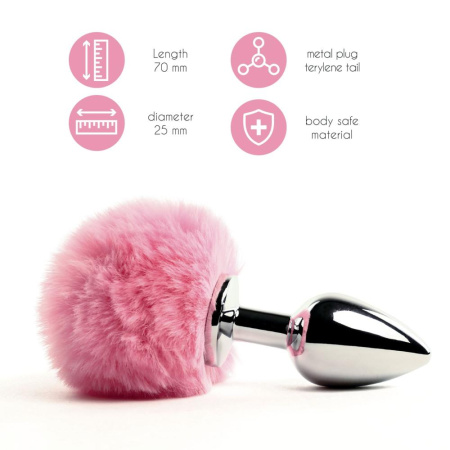 Анальная пробка FeelzToys - Bunny Tails Butt Plug Pink || Анальна пробка FeelzToys - Bunny Tails Butt Plug Pink