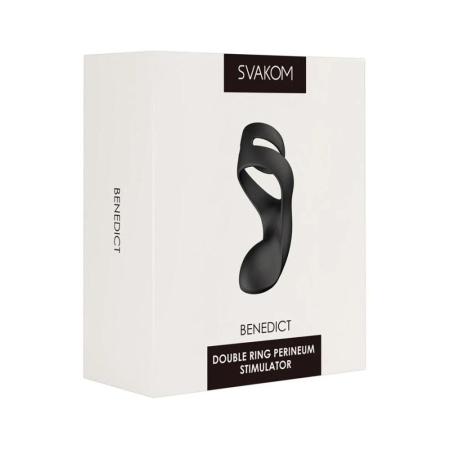 Двойное эрекционное кольцо Svakom Benedict Black со стимуляцией промежности || Подвійне ерекційне кільце Svakom Benedict Black зі стимуляцією промежини