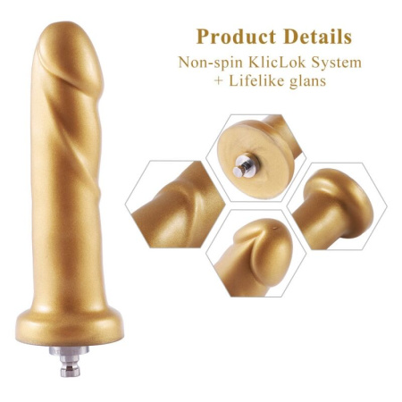 Золотой фаллоимитатор Hismith 6.8″ Golden Silicone Dildo, система KlicLok || Золотий фалоімітатор Hismith 6.8″ Golden Silicone Dildo, система KlicLok