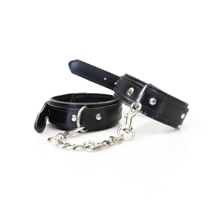 Набор BDSM Art of Sex - Emoji, наручники и поножи, экокожа, черный || Набір BDSM Art of Sex - Emoji, наручники та поножі, екошкіра, чорний