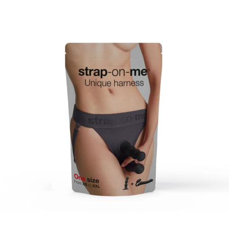 Трусики для страпона Strap-On-Me HARNAIS LINGERIE UNIQUE, One Size, серые || Трусики для страпона Strap-On-Me HARNAIS LINGERIE UNIQUE, One Size, сірі