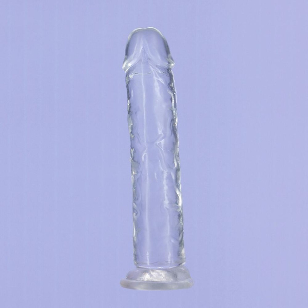 Прозрачный фаллоимитатор на присоске ADDICTION Vertical Dong 7″, вибропуля в подарок