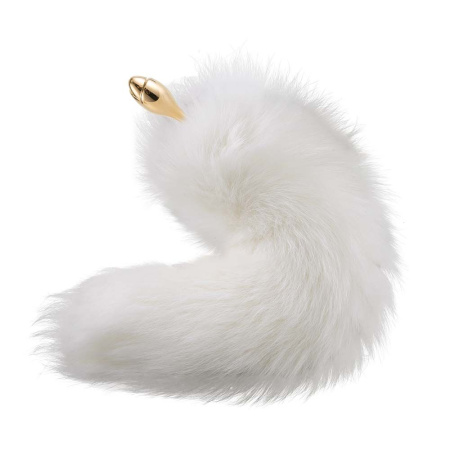 Металлическая анальная пробка Лисий хвост LOCKINK SEVANDA White Fox-Tail Anal Rose-shape Plug || Металева анальна пробка Лисячий хвіст LOCKINK SEVANDA White Fox-Tail Anal Rose-shape Plug