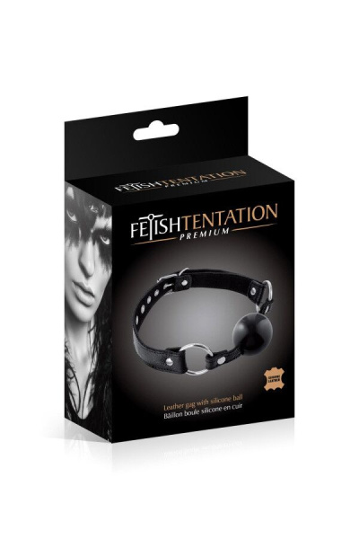 Кляп Fetish Tentation Premium Leather gag with silicone ball Black