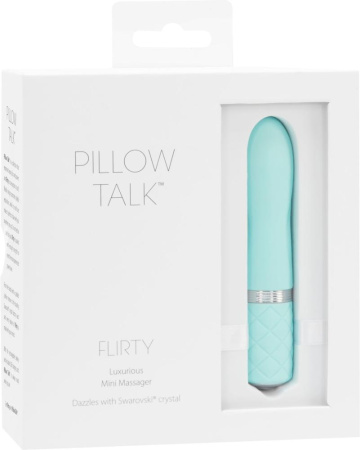 Роскошный вибратор PILLOW TALK - Flirty Teal с кристаллом Сваровски, гибкая головка || Розкішний вібратор PILLOW TALK - Flirty Teal з кристалом Сваровські, гнучка голівка