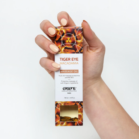 Массажное масло EXSENS Tiger Eye Macadamia (защита с тигровым глазом) 100мл, натуральное || Масажна олія EXSENS Tiger Eye Macadamia (захист з тигровим оком) 100мл, натуральна
