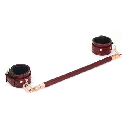 Фиксатор-распорка для ног или рук Liebe Seele Wine Red Spreader Bar, дерево + натуральная кожа || Фіксатор-розпірка для ніг або рук Liebe Seele Wine Red Spreader Bar, дерево + натуральна шкіра