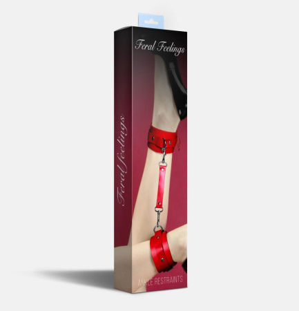 Поножи Feral Feelings – Ankle Restraints, натуральная кожа, red || Поножі Feral Feelings – Ankle Restraints, натуральна шкіра, red