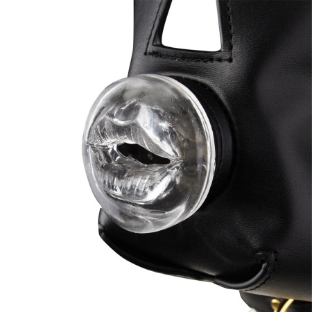 Маска-сбруя для орального секса с поводком LOCKINK SEVANDA Blowjob Head Muzzle with Leash || Маска-збруя для орального сексу з повідцем LOCKINK SEVANDA Blowjob Head Muzzle with Leash