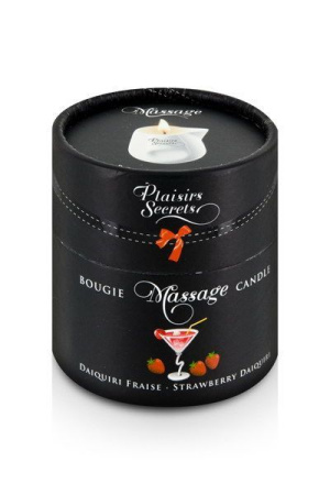 Массажная свеча Plaisirs Secrets Strawberry Daiquiri (80 мл) подарочная упаковка, керамический сосуд || Масажна свічка Plaisirs Secrets Strawberry Daiquiri (80 мл) подарункове паковання, керамічний посуд