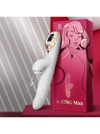 Вибратор-кролик с вакуумной стимуляцией и вращающимся стволом KISTOY A-King Max White || Вібратор-кролик з вакуумною стимуляцією і стовбуром, що обертається KISTOY A-King Max White