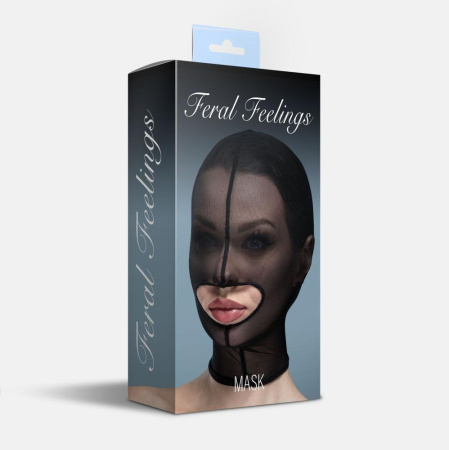 Маска сетка с открытым ртом Feral Feelings - Hood Mask Black || Маска сітка із відкритим ротом Feral Feelings - Hood Mask Black