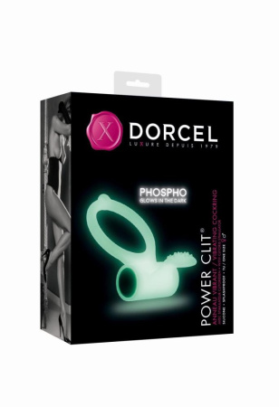 Эрекционное кольцо Dorcel Power Clit White PHOSPHO с вибрацией, белое, светится в темноте || Ерекційне кільце Dorcel Power Clit White PHOSPHO з вібрацією, біле, світиться в темряві