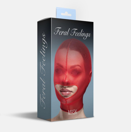 Маска сетка с открытым ртом Feral Feelings - Hood Mask Red || Маска сітка із відкритим ротом Feral Feelings - Hood Mask Red
