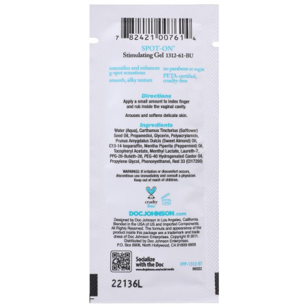 Стимулирующий гель для точки G Doc Johnson Spot-On G-Spot (7 г) с маслом миндаля и перечной мяты || Стимулювальний гель для точки G Doc Johnson Spot-On G-Spot (7 г) з олією мигдалю і перцевої м’яти