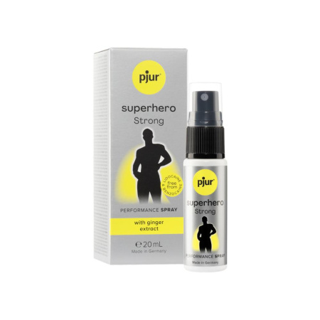 Пролонгирующий спрей pjur Superhero Strong Spray 20 ml, с экстрактом имбиря, впитывается в кожу || Пролонгувальний спрей pjur Superhero Strong Spray 20 ml, з екстрактом імбиру, всотується в шкіру