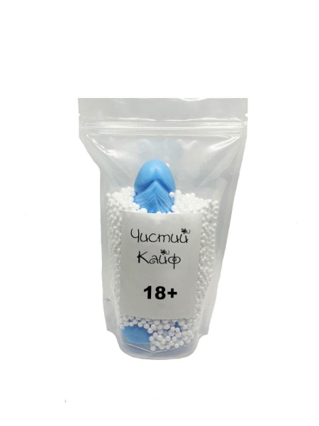 Крафтовое мыло-член с присоской Чистий Кайф Blue size L, натуральное