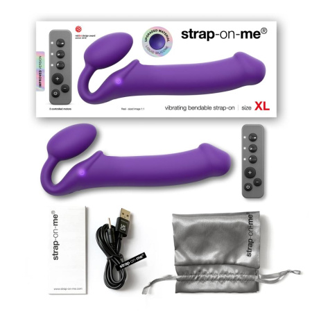 Безремневой страпон с вибрацией Strap-On-Me Vibrating Violet XL, диам. 4,5см, пульт ДУ, регулируемый || Безремінний страпон з вібрацією Strap-On-Me Vibrating Violet XL, діам. 4,5 см, пульт ДК, регульовани