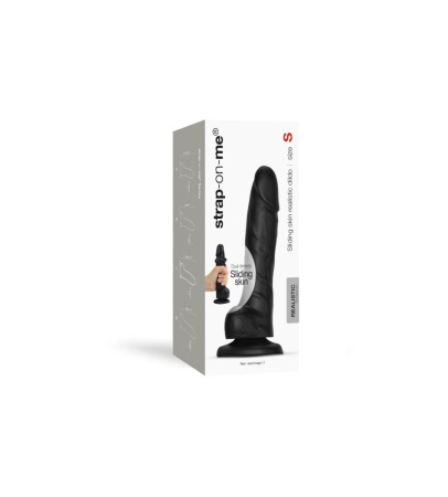 Реалистичный фаллоимитатор Strap-On-Me Sliding Skin Realistic Dildo Black S, эффект подвижной кожи || Реалістичний фалоімітатор Strap-On-Me Sliding Skin Realistic Dildo Black S, ефект рухливої шкіри