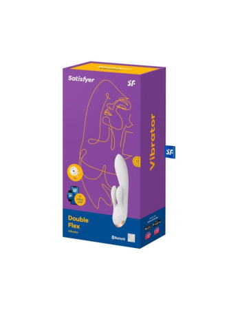 Смарт вибратор-кролик с двойным отростком Satisfyer Double Flex White || Смарт вібратор-кролик із подвійним відростком Satisfyer Double Flex White