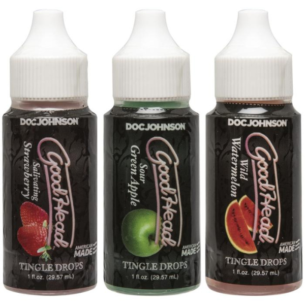 Набор капель для минета Doc Johnson  GoodHead - Tingle Drops (Watermelon, Green Apple, Strawberry)