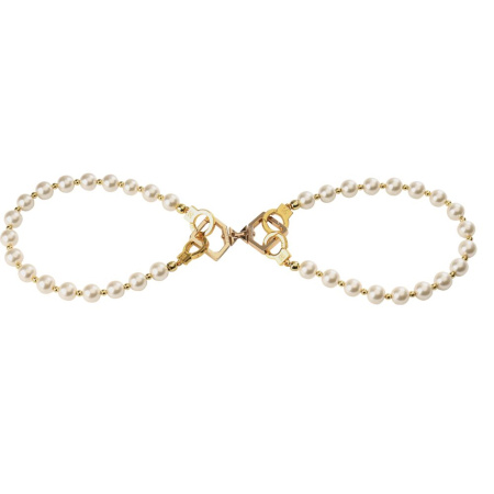 Жемчужный ошейник с поводком и наручниками LOCKINK Pearl Bondage & Restraint Set || Перлинний нашийник з повідцем та наручниками LOCKINK Pearl Bondage & Restraint Set