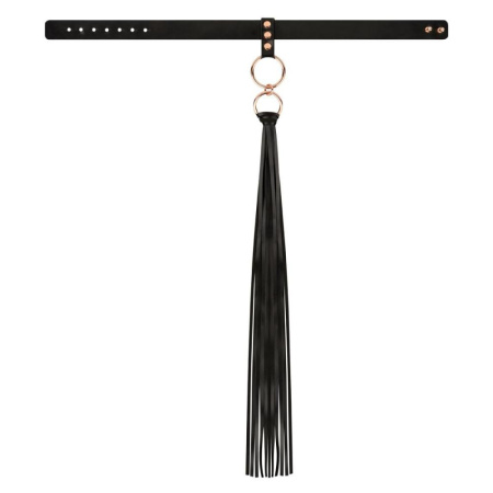 Ошейник с флоггером Rosy Gold - Collar with Flogger - Black || Нашийник с флогером Rosy Gold - Collar with Flogger - Black