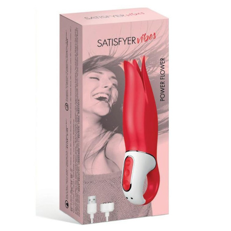 Мощный вибратор Satisfyer Vibes Power Flower с нежными трепещущими лепестками, 12 режимов работы || Потужний вібратор Satisfyer Vibes Flower Power з ніжними тремтливими пелюстками, 12 режимів роботи
