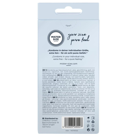 Презервативы Mister Size - pure feel - 47 (10 condoms), толщина 0,05 мм || Презервативи Mister Size - pure feel - 47 (10 condoms), товщина 0,05 мм