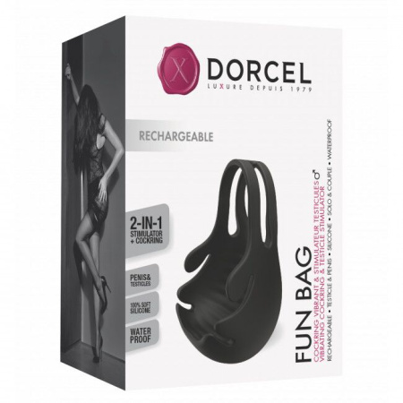 Эрекционное кольцо с вибрацией и стимуляцией мошонки Dorcel FUN BAG, перезаряжаемое || Ерекційне кільце з вібрацією і стимуляцією мошонки Dorcel FUN BAG, перезаряджуване