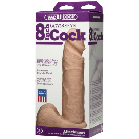 Фаллоимитатор Doc Johnson Vac-U-Lock - 8 Inch ULTRASKYN Cock White, диаметр 5,1см || Фалоімітатор Doc Johnson Vac-U-Lock - 8 Inch ULTRASKYN Cock White, діаметр 5,1 см