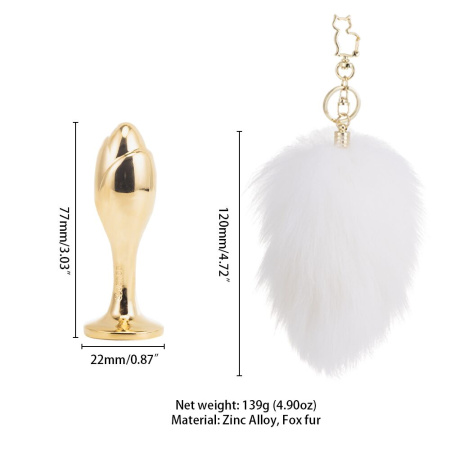 Металлическая анальная пробка Кроличий хвост LOCKINK SEVANDA White Bunny-Tail Anal Rose-shape Plug || Металева анальна пробка Кролячий хвост LOCKINK SEVANDA White Bunny-Tail Anal Rose-shape Plug